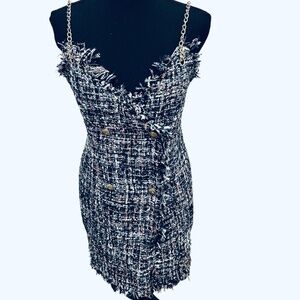 Navy blue tweed dress